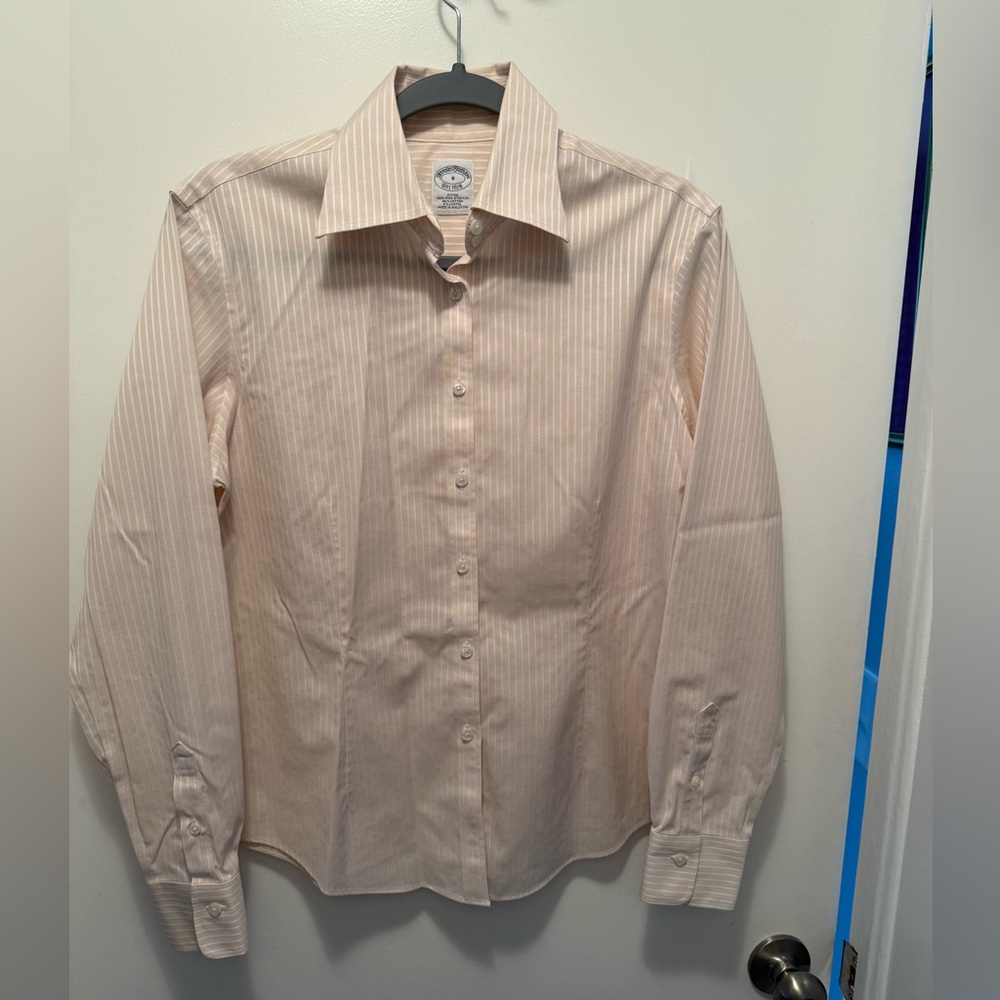Brooks Brothers Light Cream Stripped Dress Shirt